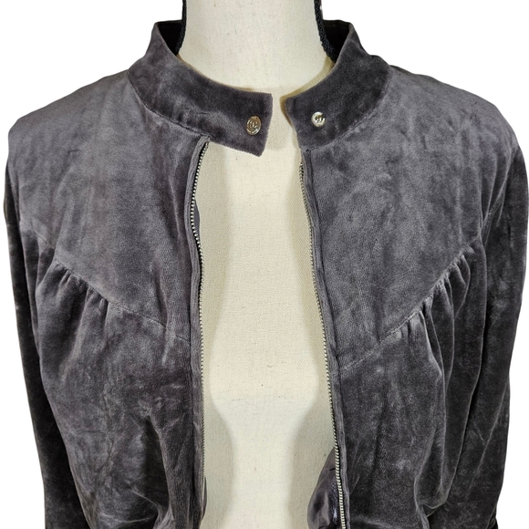 Rare Vintage Inspired Ecko Red Velour Bomber Jacket,JrLarge/WomenSM, Grey/Silver - Picture 3 of 15